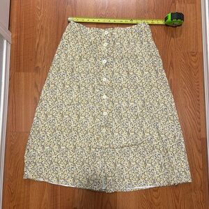 Floral Midi Button Front Skirt